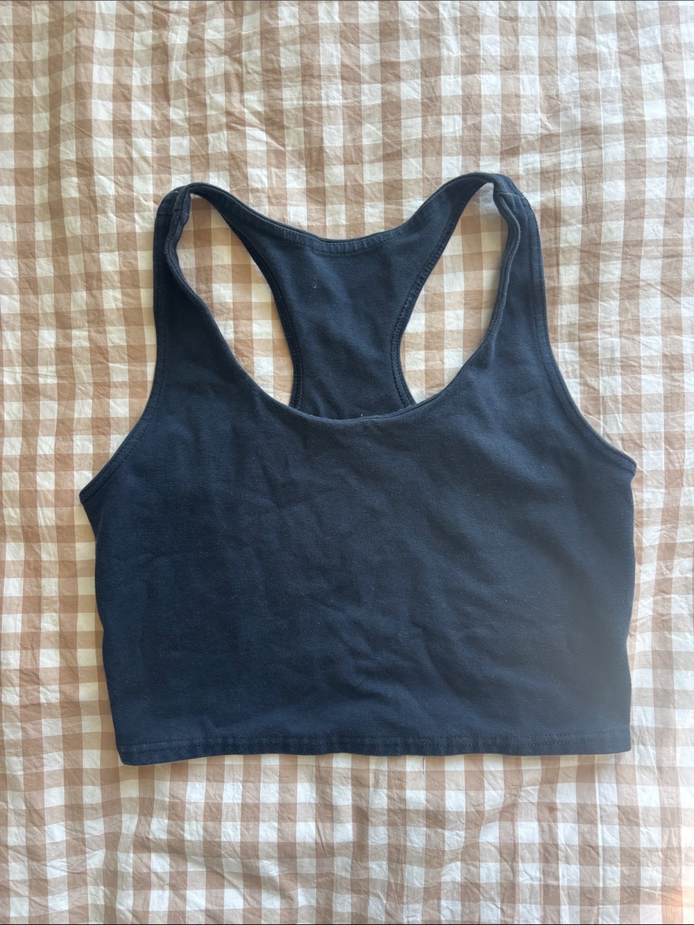 Pact organic cotton double dater long line Racerback Crop Sports Bra in navy
